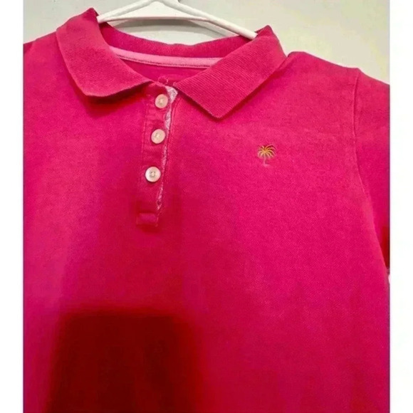 Lilly‎ Pulitzer girls Pink Pam tree Resort Fit Polo Shirt size 10 - Picture 2 of 4